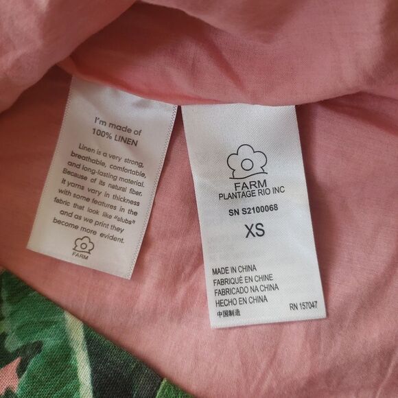 NWT FARM Rio 100% Linen Tropical Chic Trendy Amazonia Forest Mini Dress Size XS - Picture 10 of 14
